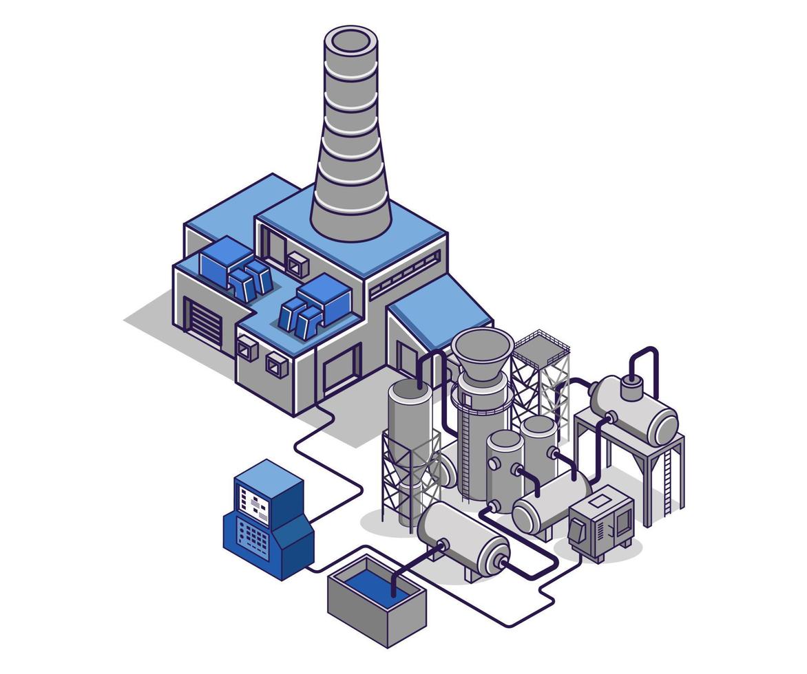 platt isometrisk konceptillustration. industriella olje- och gasledningar vektor