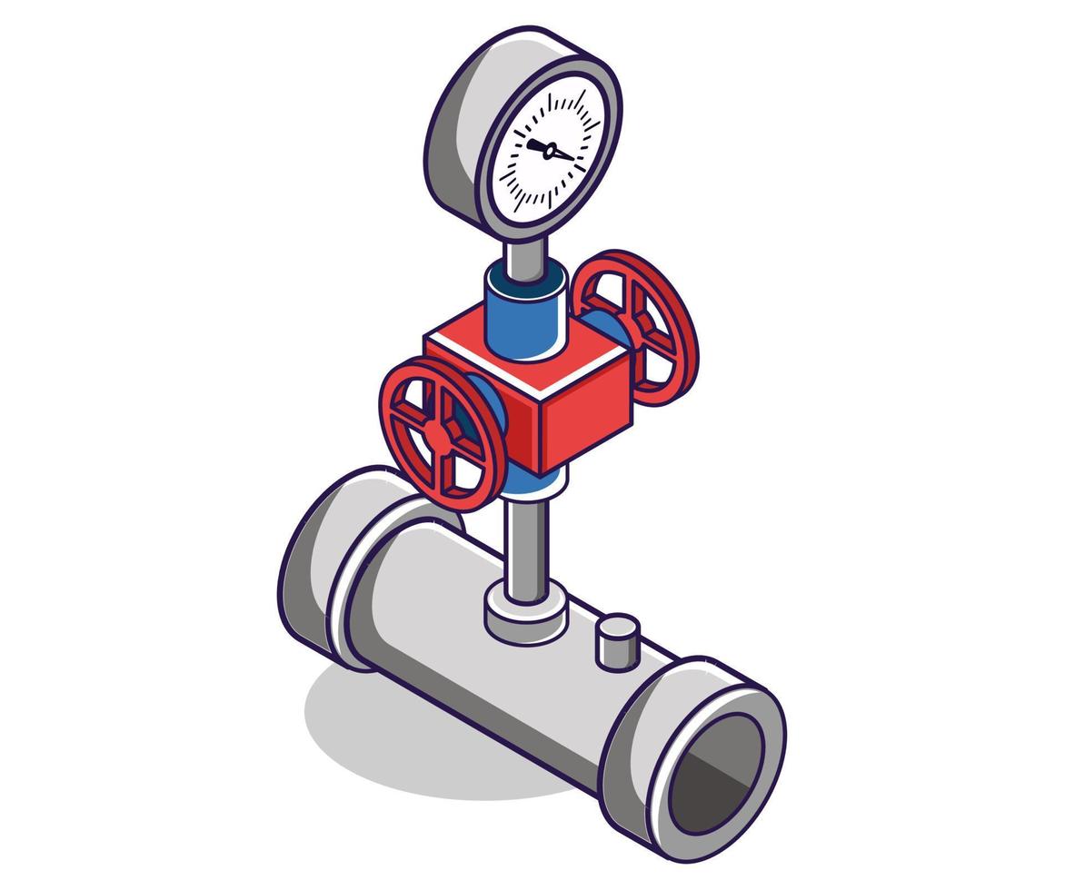 platt isometrisk konceptillustration. olje- och gasledningar och temperatur rpm vektor