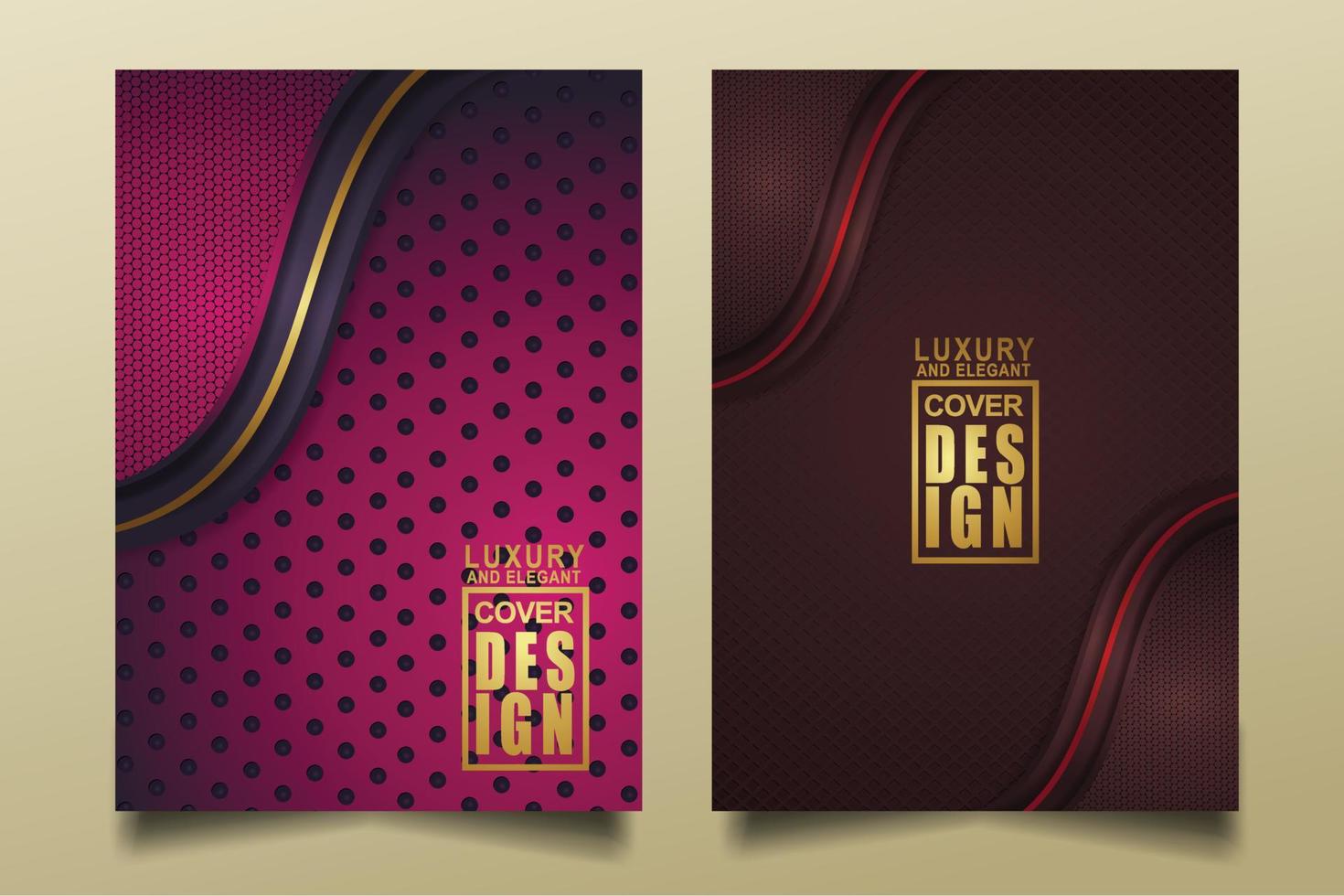 set cover design template mit luxuriösen und eleganten flusslinien überlappen schichten ornament und realistische textur auf dunklem hintergrund vektor