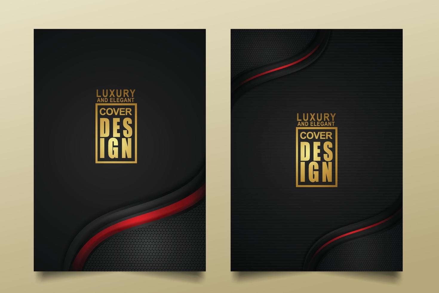 set cover design template mit luxuriösen und eleganten flusslinien überlappen schichten ornament und realistische textur auf dunklem hintergrund vektor