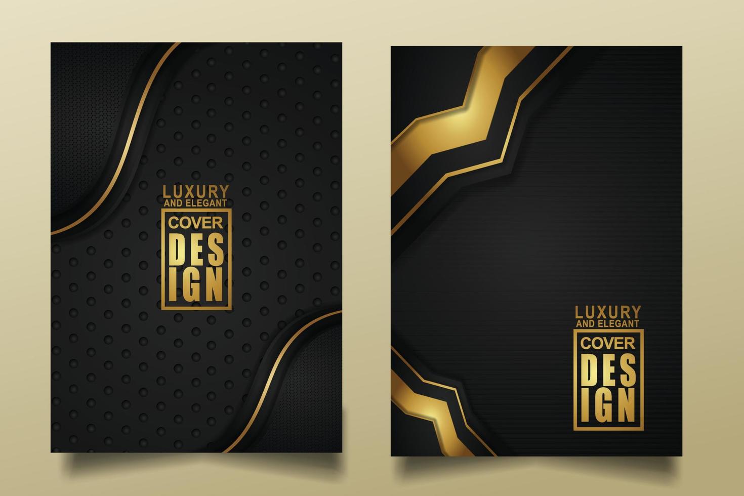 set cover design template mit luxuriösen und eleganten flusslinien überlappen schichten ornament und realistische textur auf dunklem hintergrund vektor