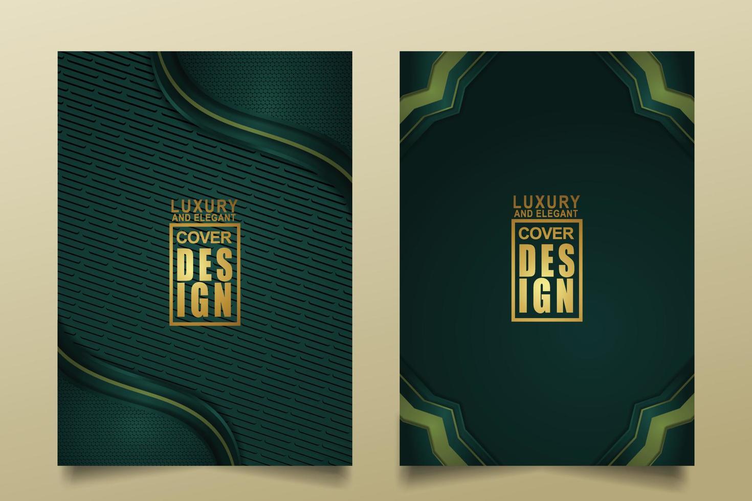 set cover design template mit luxuriösen und eleganten flusslinien überlappen schichten ornament und realistische textur auf dunklem hintergrund vektor