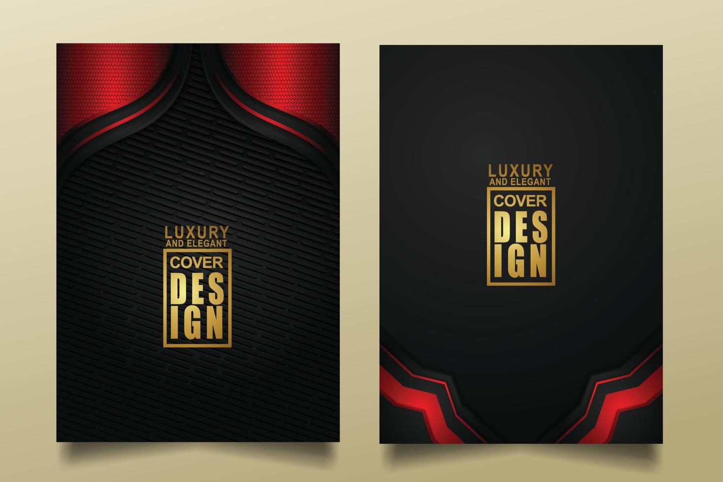 set cover design template mit luxuriösen und eleganten flusslinien überlappen schichten ornament und realistische textur auf dunklem hintergrund vektor