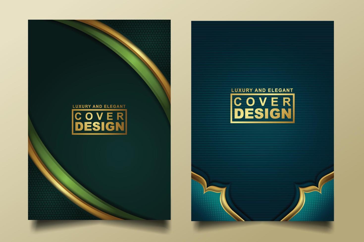 set cover design template mit luxuriösen und eleganten flusslinien überlappen schichten ornament und realistische textur auf dunklem hintergrund vektor