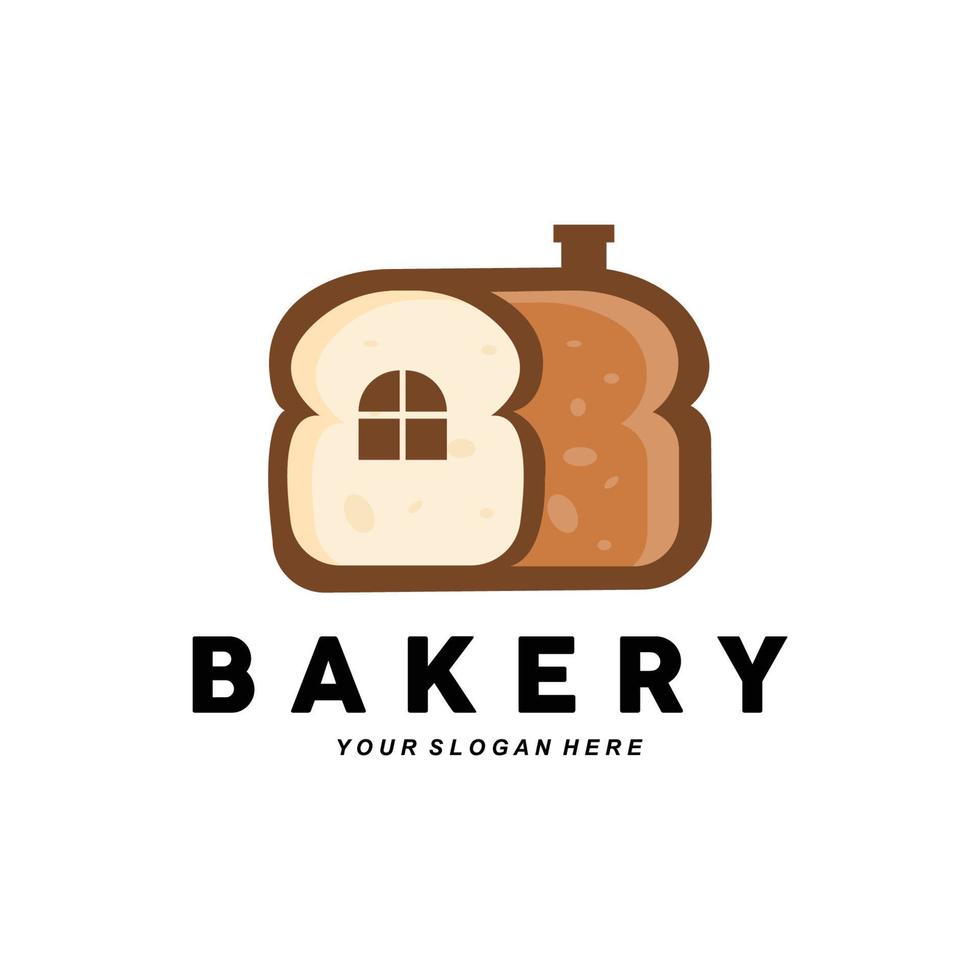 Brotlogo, Weizenlebensmittel-Designillustration, Bäckereivektor, Schalenkuchen vektor