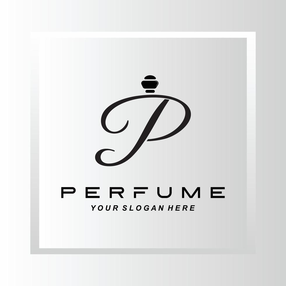 Luxus-Parfümflaschen-Logo-Design, Illustration für Kosmetik, Schönheit, Salon, Firmenprodukte, vektor