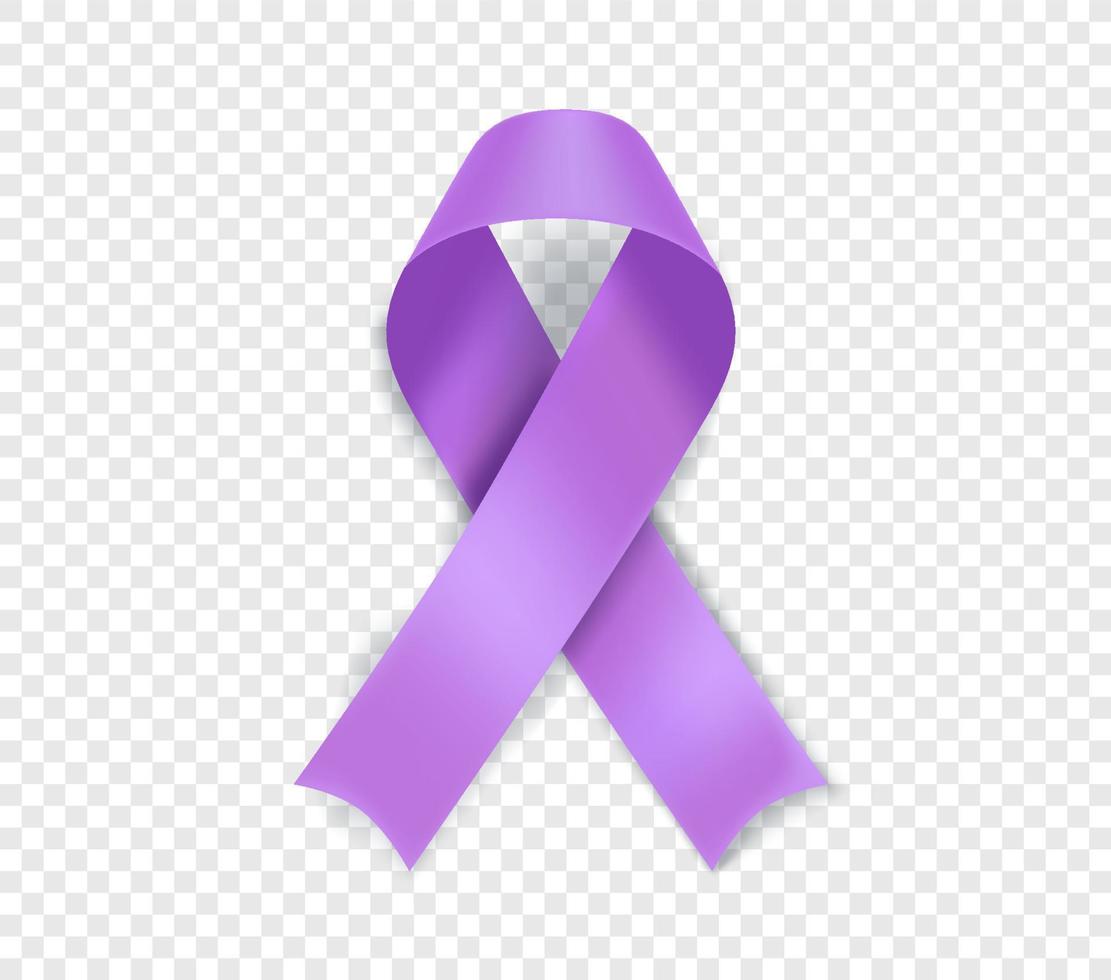 Bewusstseinssymbol für alle Krebsarten. Lavendelband isoliert auf transparentem Hintergrund vektor