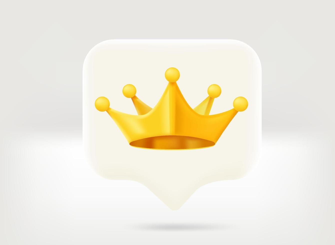 chattbubbla med gyllene kunglig krona. kungen av kommentar koncept. 3D vektorillustration vektor
