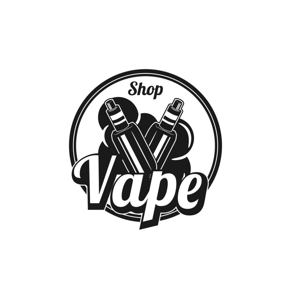 professionell logotypdesign för vape shop vintage retrostil vektor