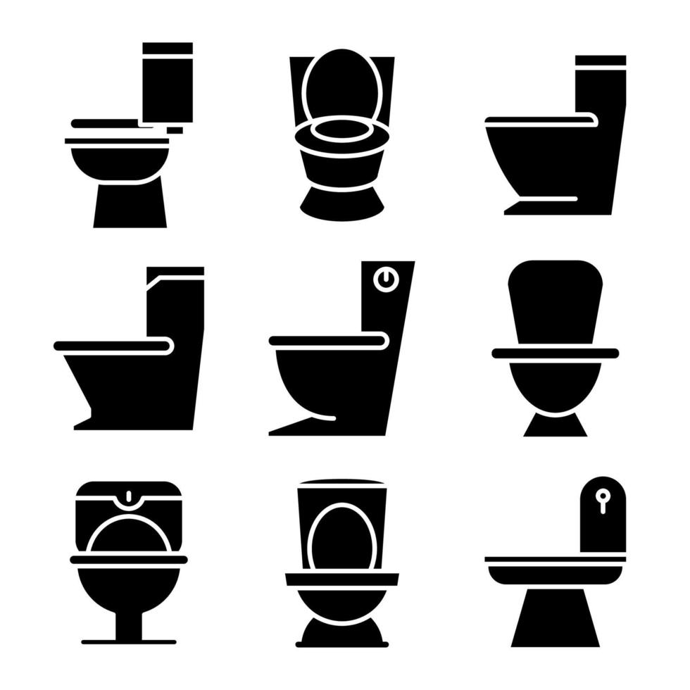 wc- und wc-schüssel-symbole vektor