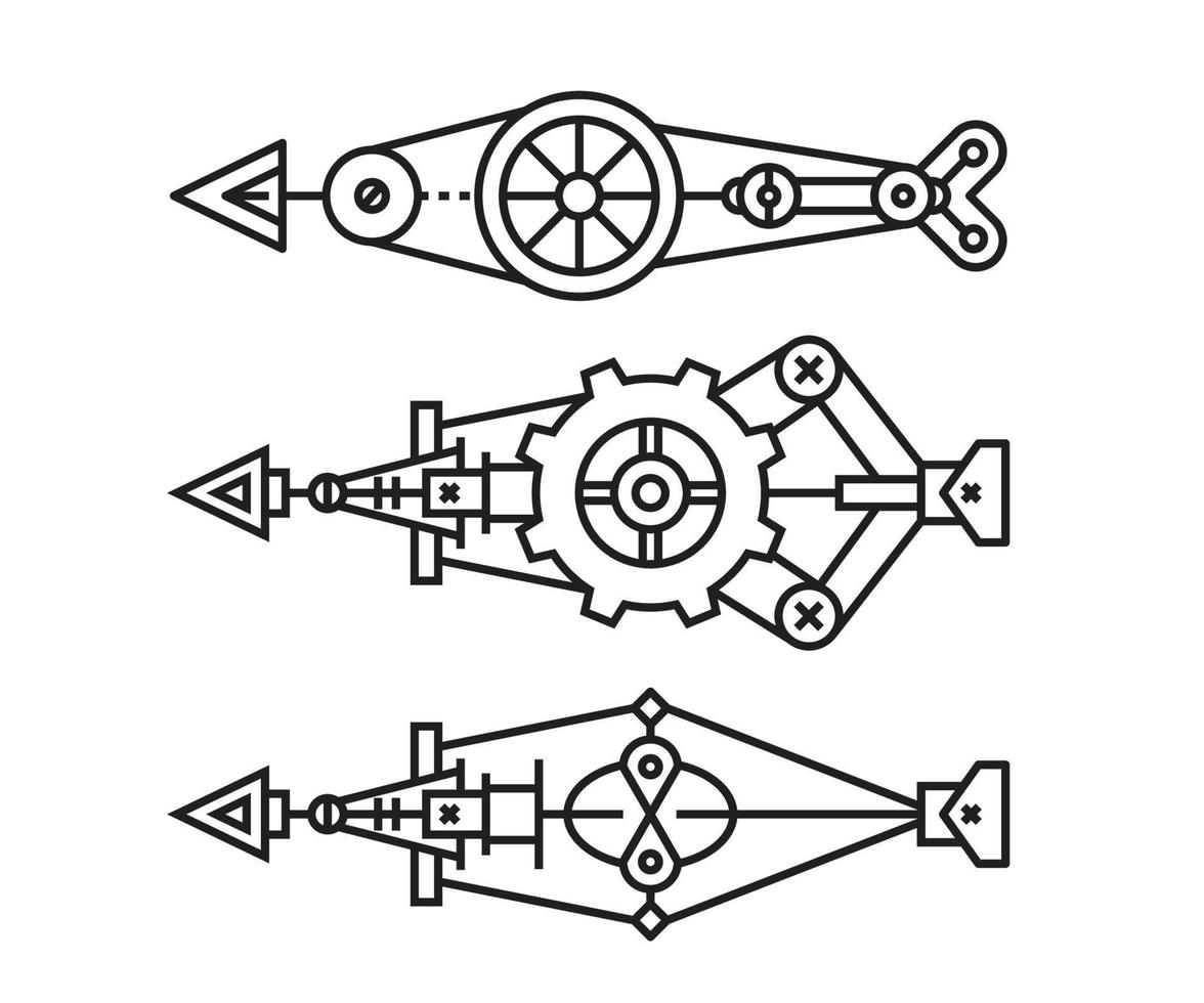 Pfeile Steampunk Set Line Vector Illustration