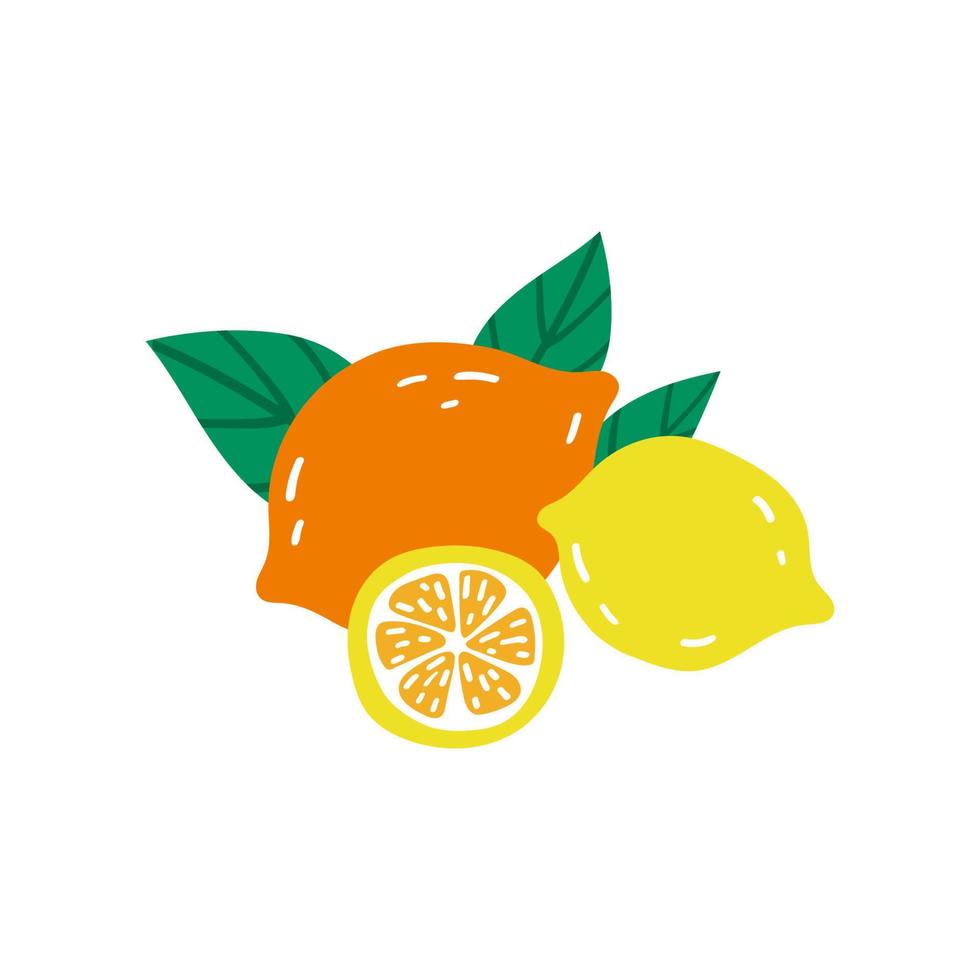 tropiska citroner handritad i doodle stil och isolerad på vit bakgrund. vektor illustration