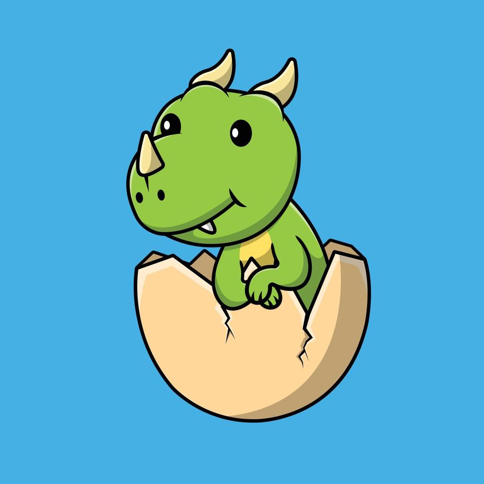 niedlicher babydrache in der ei-cartoon-vektor-symbol-illustration. Tier-Icon-Konzept isolierter Premium-Vektor. vektor