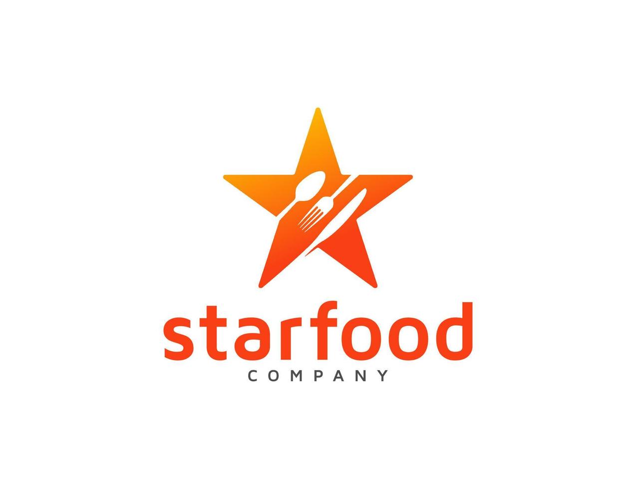 Star-Food-Logo mit Löffel, Gabel und Küchenmesser-Design vektor