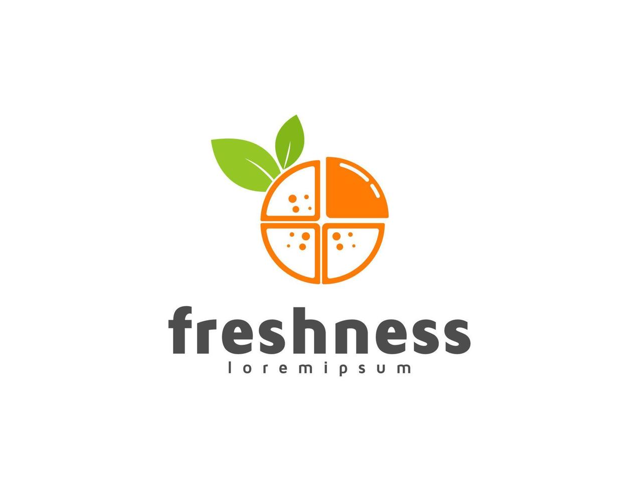 färsk orange frukt logotyp illustration med blad vektor