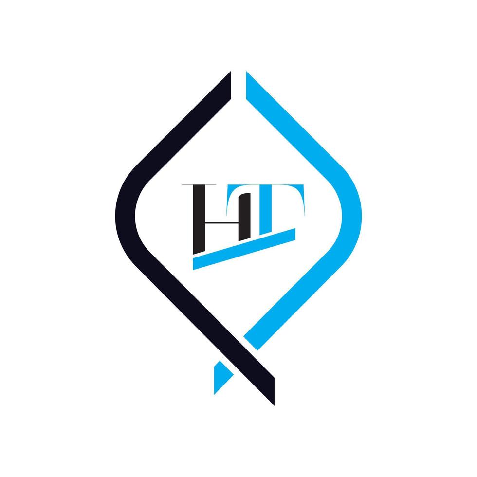 flaches abstraktes ht-logo. Dieses Logo-Symbol integriert zwei abstrakte Formen in den kreativen Prozess vektor