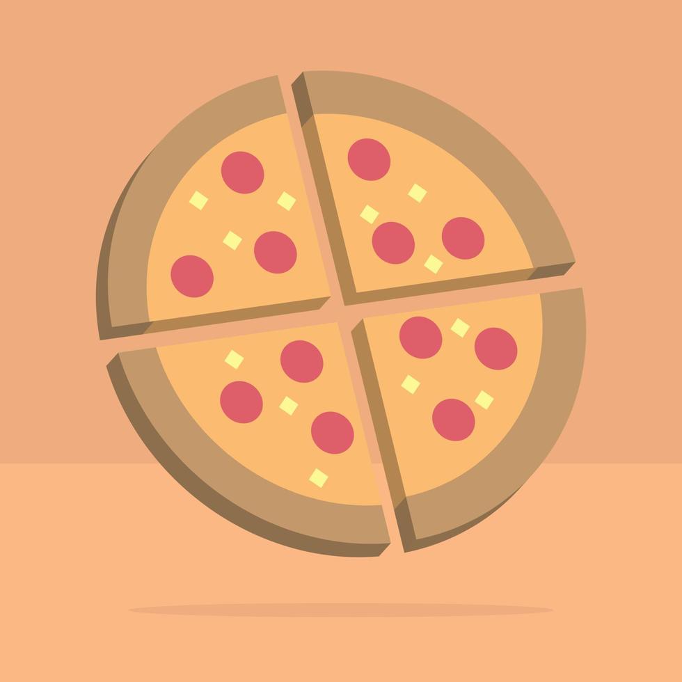 koncept av fyra 3d pizza skivor i minimal tecknad stil vektor