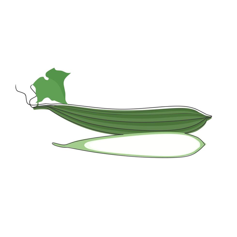 vektorillustration av luffa acutangula eller zucchini, även känd som gambas. isolerad på en vit bakgrund. vektor