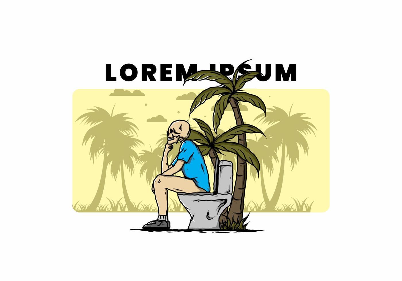 skelettmann sitzt auf toilettenillustration im freien vektor