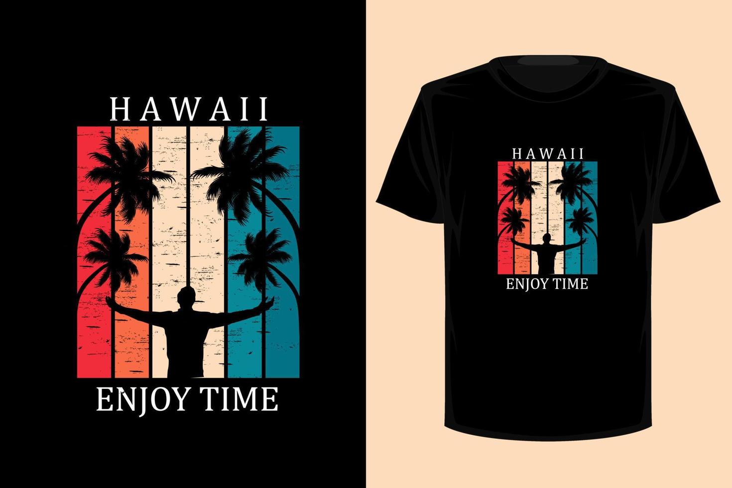 hawaii njuta av tid retro vintage t-shirt design vektor