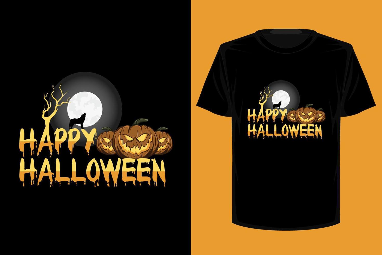 Fröhliches Halloween-Retro-Vintage-T-Shirt-Design vektor