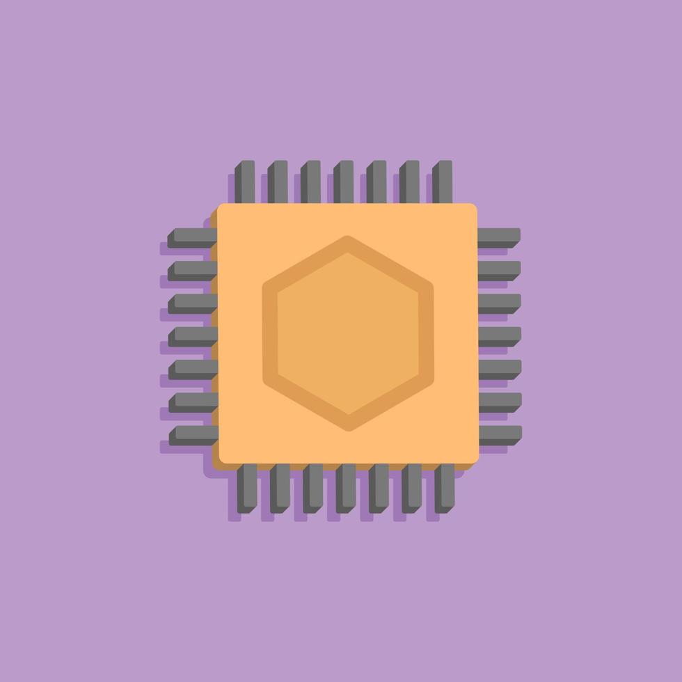 3D-processorchips i minimal tecknad stil vektor
