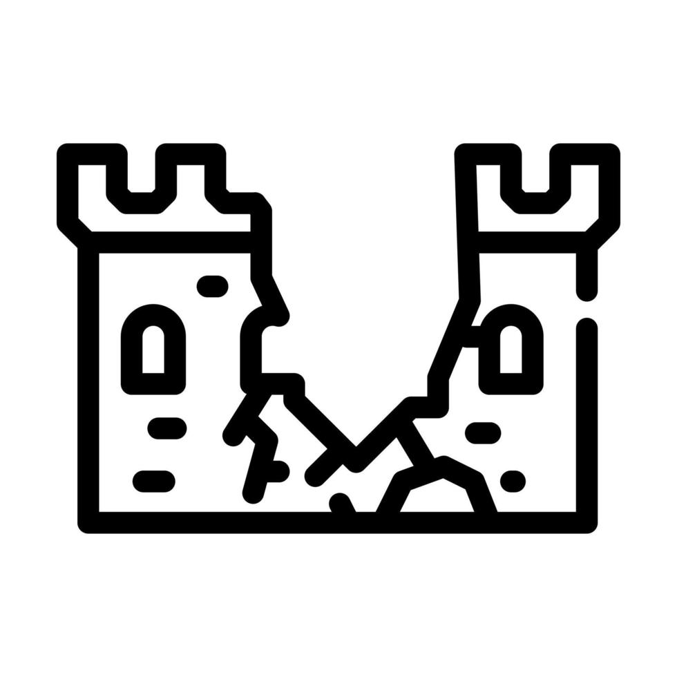 zerstörte Mauer der Schlosslinie Symbol Vektor Illustration