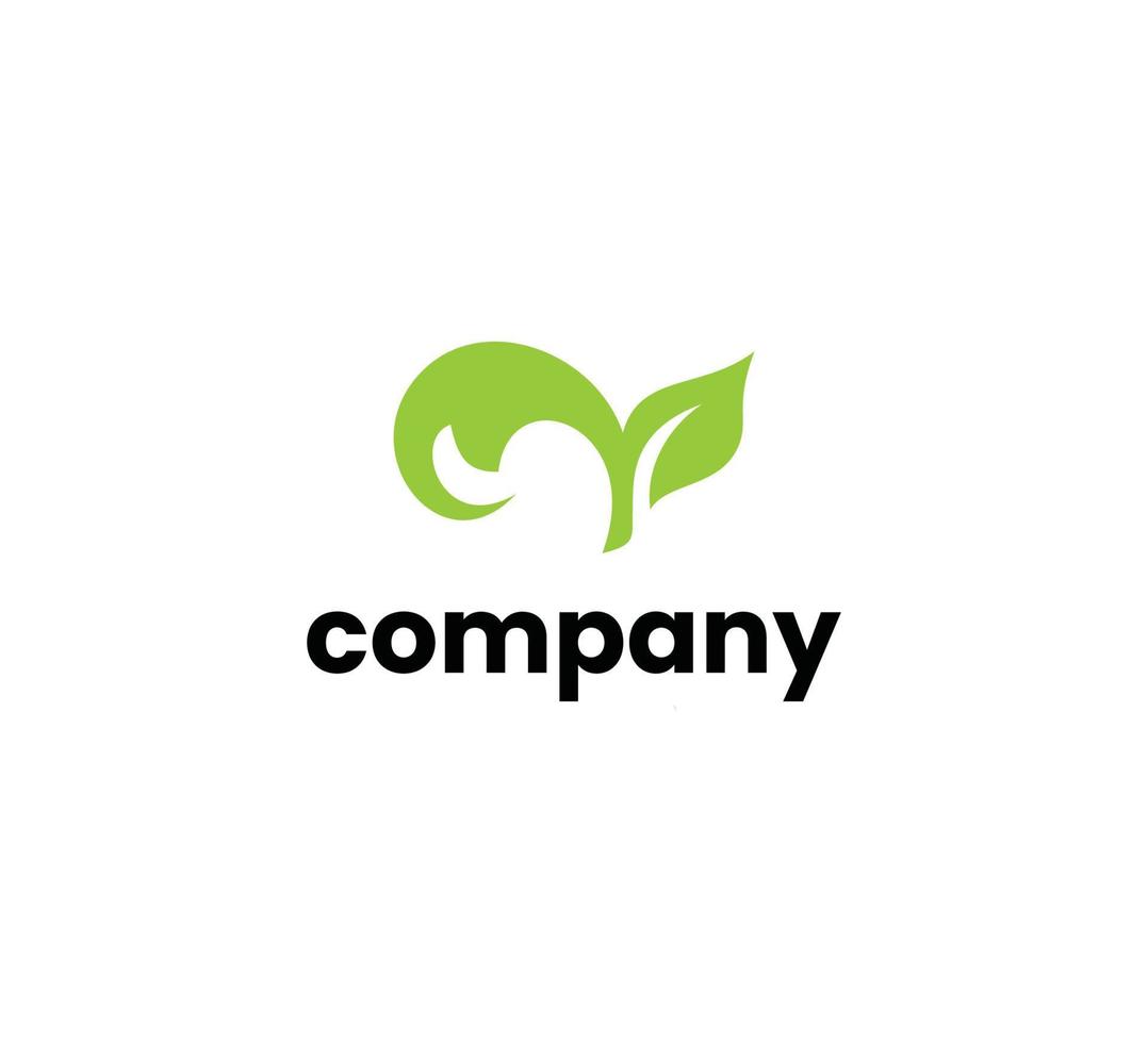 Logo-Design-Vorlage grünes Blatt dekoratives, abstraktes Wachstums- und Ökologiekonzept, Schönheitssymbol für Bio- und Kräuterkosmetik vektor