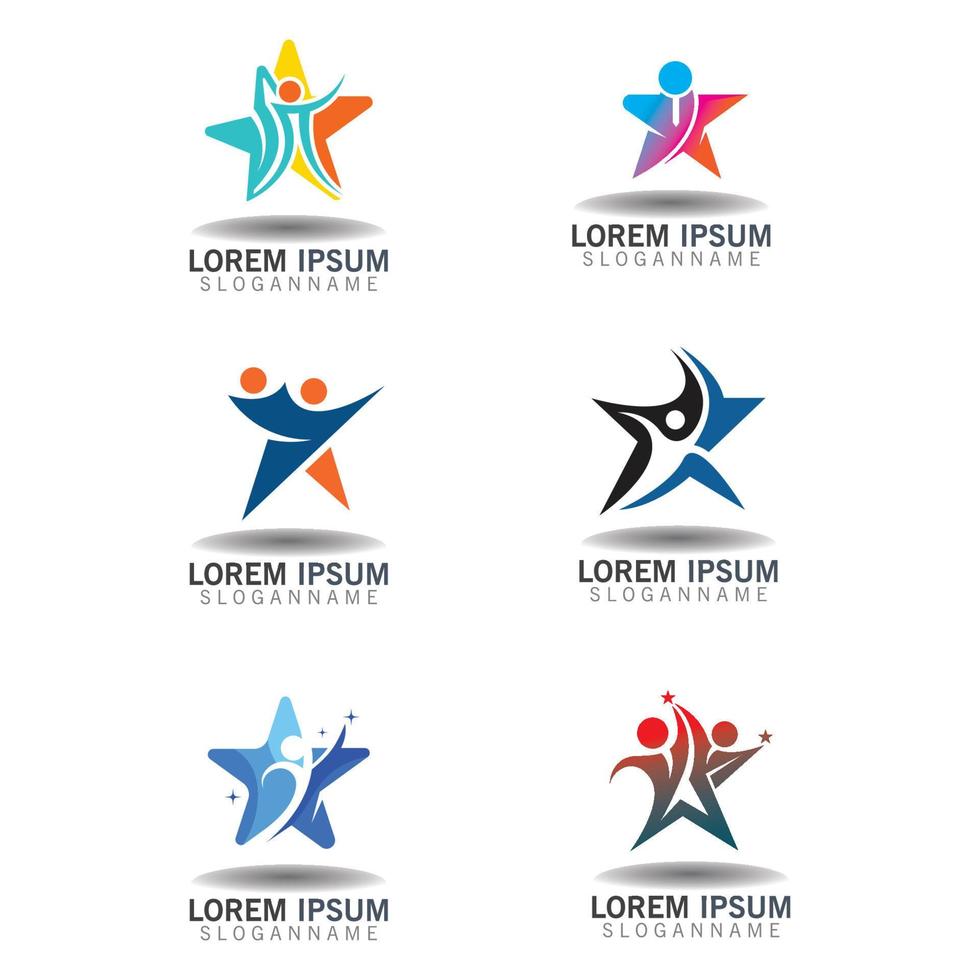 Menschen Kombination Star Konzept Logo Inspiration Designvorlage vektor