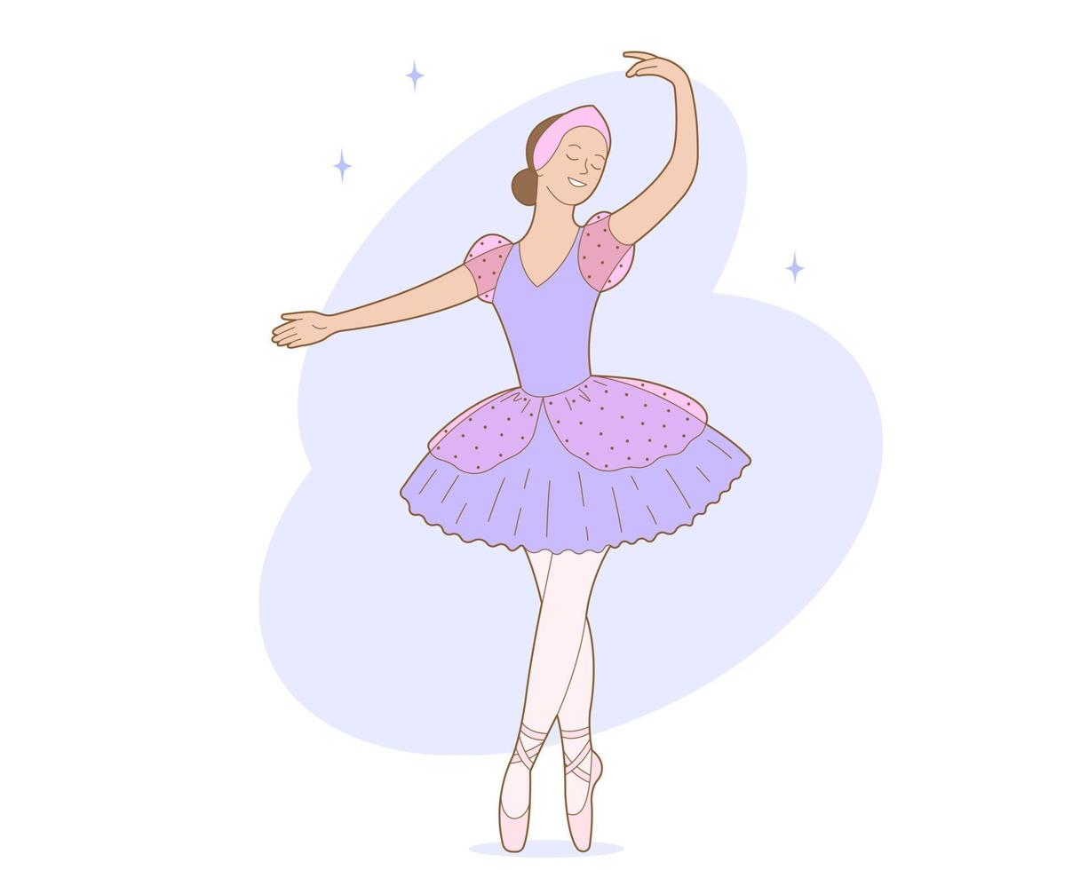 klassisk balett. söt ballerina i lila klänning vektor