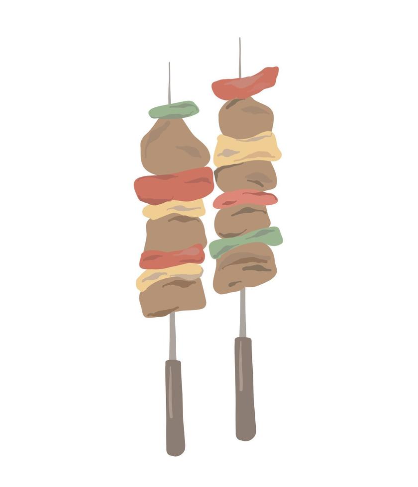 Illustration von Kebab. Fleischkebab-Symbol für Menü, Küchendekor. vektor