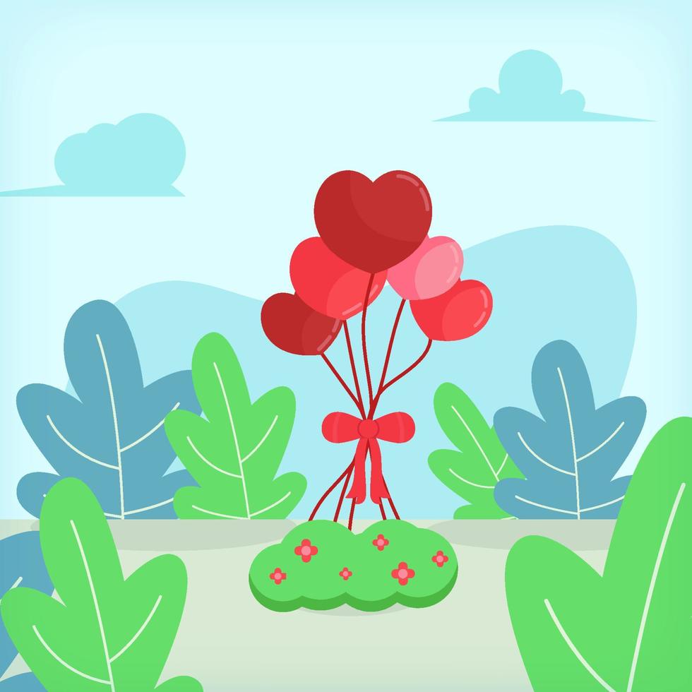 Illustrations-Designkonzept der Liebesballone flaches vektor