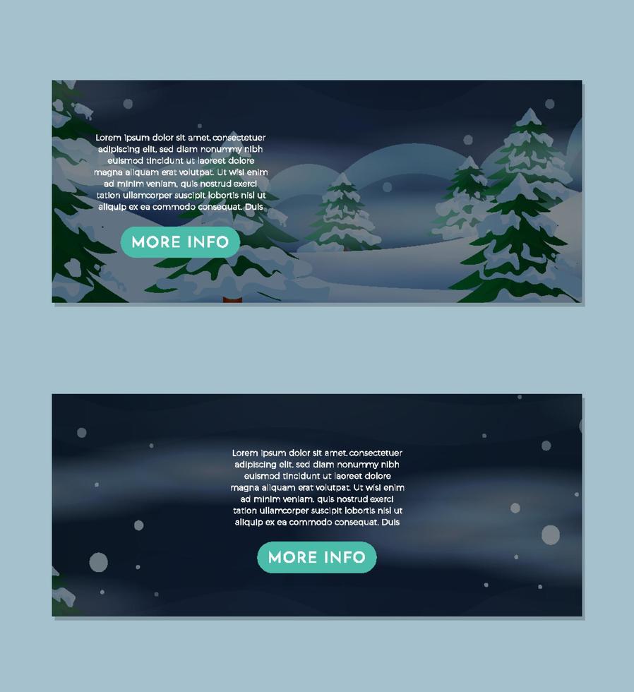 Winter schneebedeckte Nachtbanner-Set-Design-Vorlage vektor