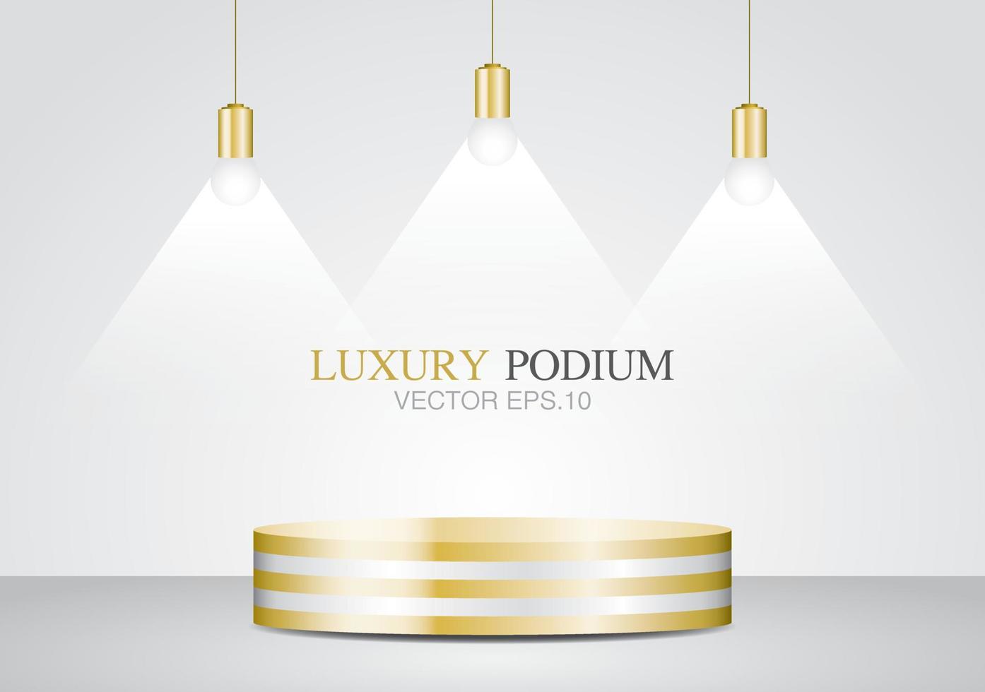 lyx gyllene randig cirkel podium 3d illustration vektor med taklampa för att sätta ditt objekt.