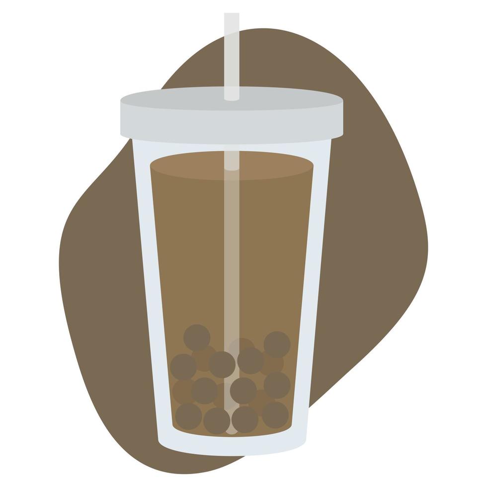 vektorillustration der teeblase. Bild eines Getränks in einem Glas. Tapiokaperlen in einem Getränk. Abbildung eines Getränks. vektor