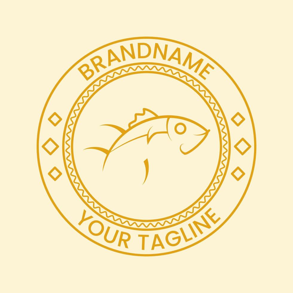 Thunfisch im Kreislinie Logokonzept. Linie, elegantes, altes Logo. geeignet für logo, symbol, emblem, stempel, symbol oder zeichen vektor