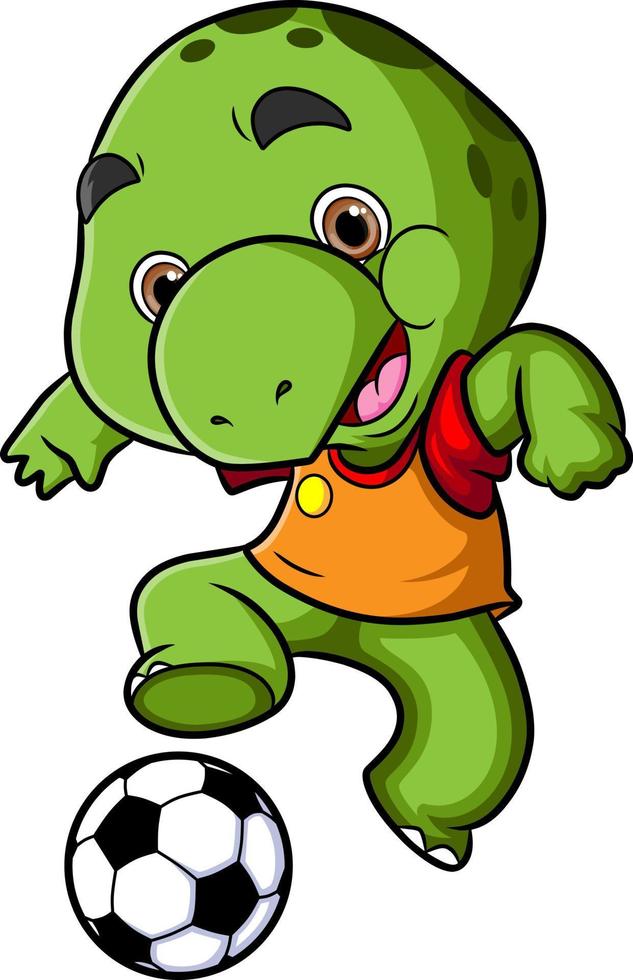 sköldpaddan spelar fotboll och har en trasa på sig vektor