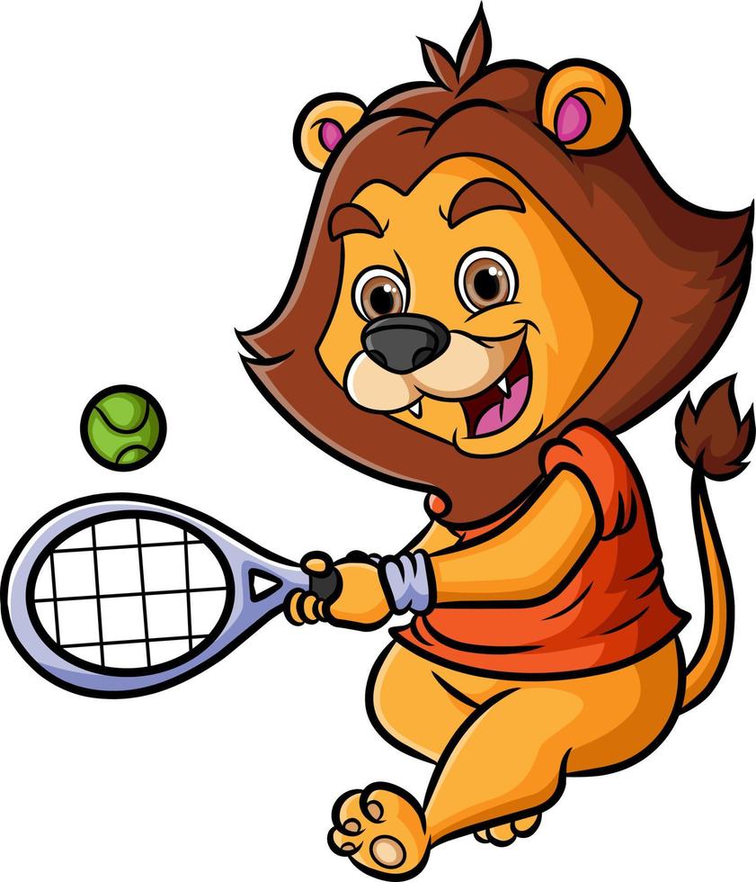 der Löwe als Profi-Tennis und den Ball schlagen vektor