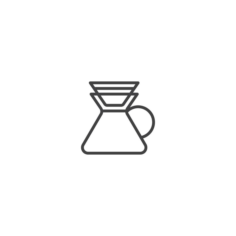 kaffekanna och filterlinjeikon. linjär stil tecken för mobil koncept och webbdesign. kontur vektor ikon. symbol, logotyp illustration. vektorgrafik