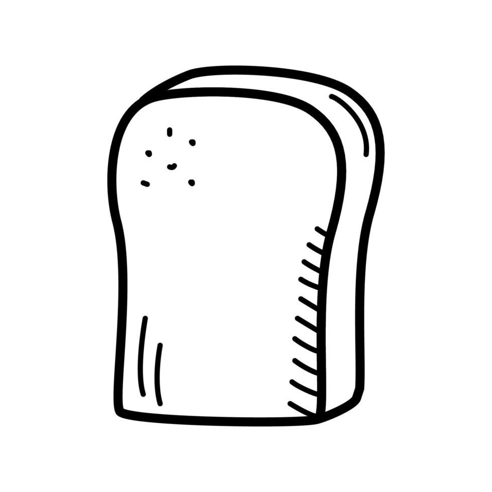 Sandwich-Toast-Symbol, Vektorgrafik eines Stück Brotes im Doodle-Stil. vektor