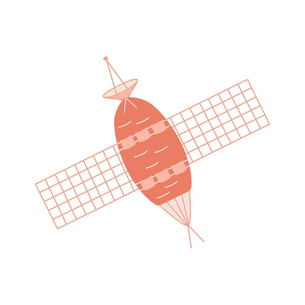 satellit omloppsbana tecknad, vektorillustration av en rymdfarkost i yttre rymden. vektor