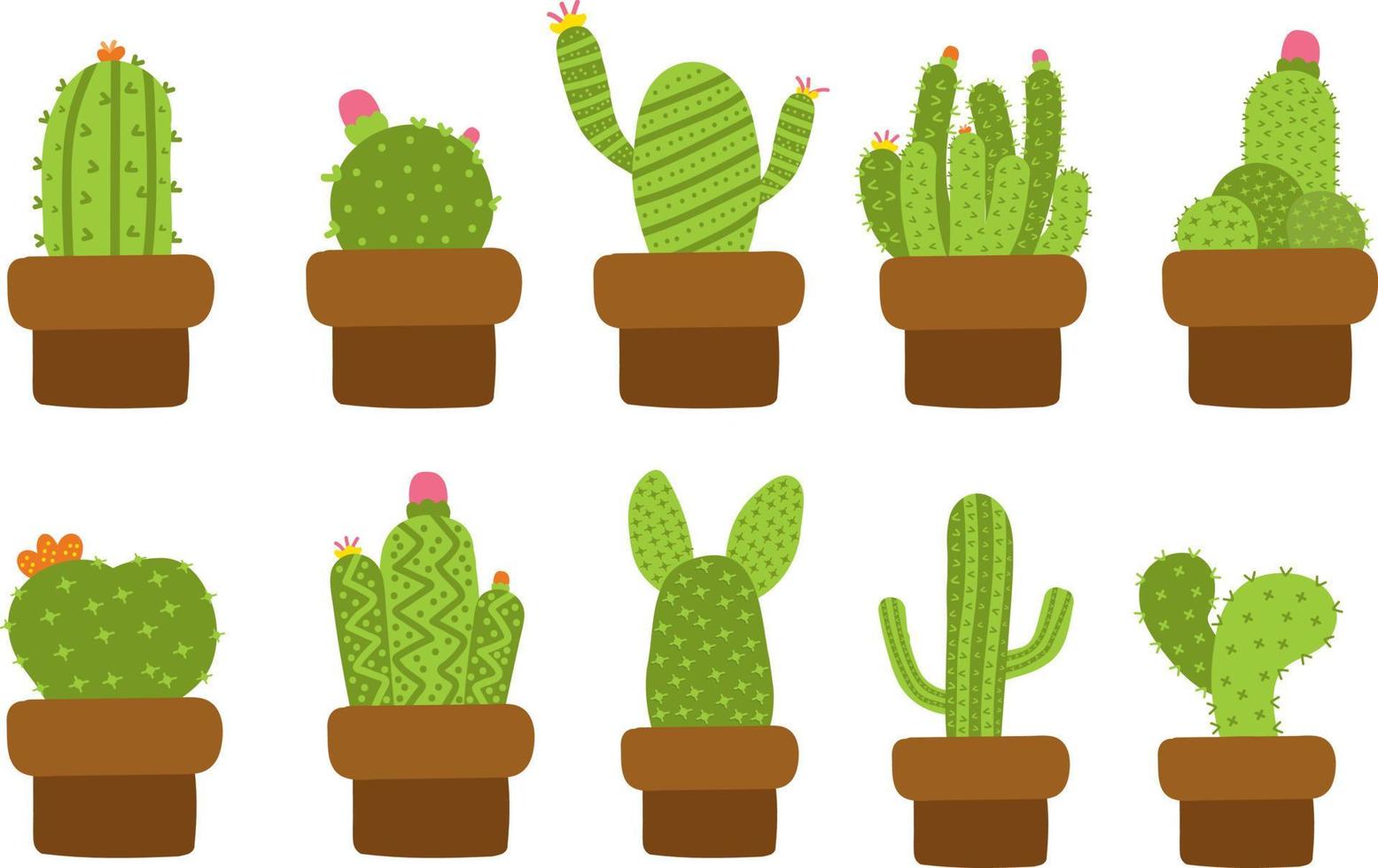 samling av kaktusväxt tecknad premium vektor