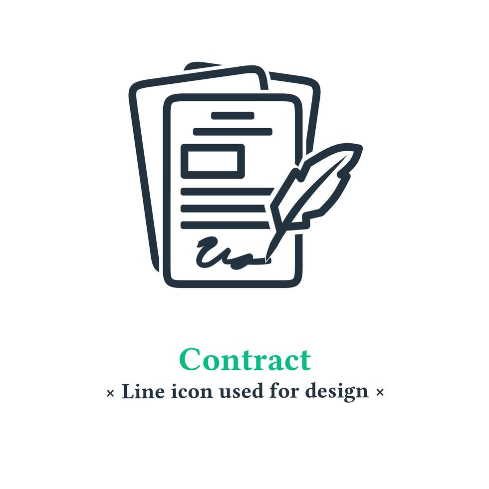 Vertragssymbol isoliert auf weißem Hintergrund, Symbol für die Unterzeichnung eines Vertrags. Deal-Konzept für Web- und mobile Apps. vektor
