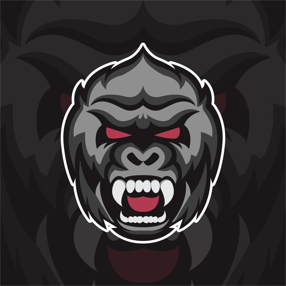 arg gorilla huvud maskot logotyp illustration tecknad. vektor