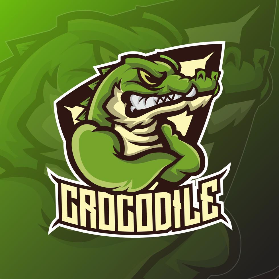 logotypdesign för alligator esport gaming maskot. vektor