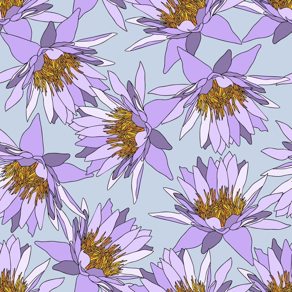 Lotusblume, floraler nahtloser Musterhintergrund vektor