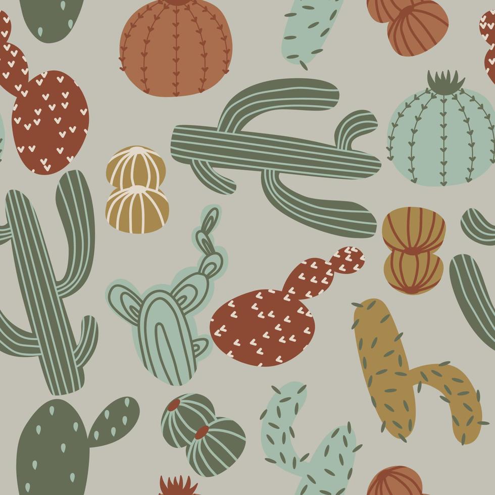 asbtract boho trendiga kaktusar seamless mönster vektor