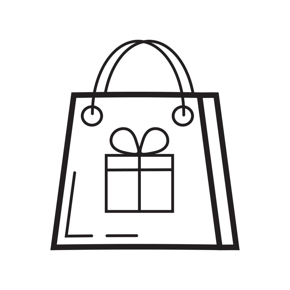 Geschenk-Icon-Vektor im einfachen Umriss-Stil. Zeichen der Geschenkbox. das paket ist mit schleife gebunden. Online-Spende zur Veranschaulichung. Der Online-Shop verteilt Preise. vektor