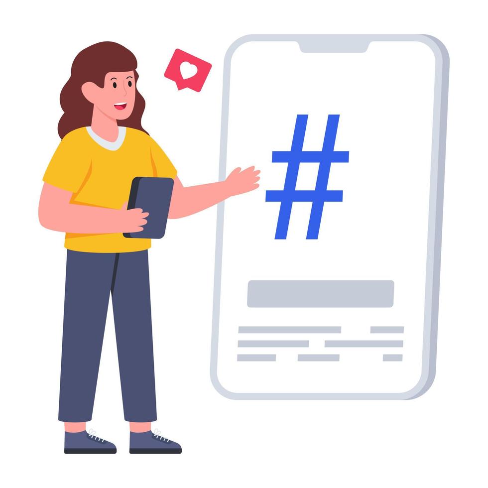 Telefon-Hashtag-Illustration, editierbarer Vektor