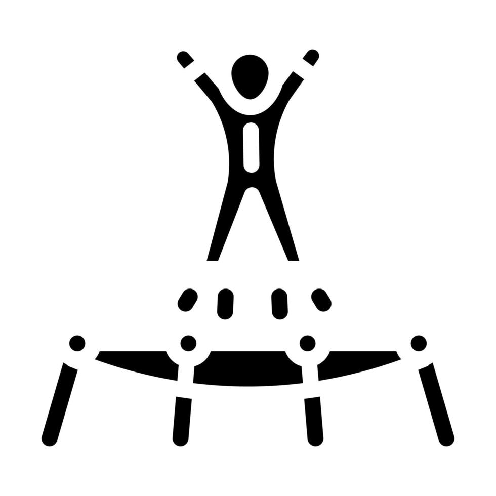 Akrobat springt auf Trampolin-Glyphen-Symbol-Vektor-Illustration vektor